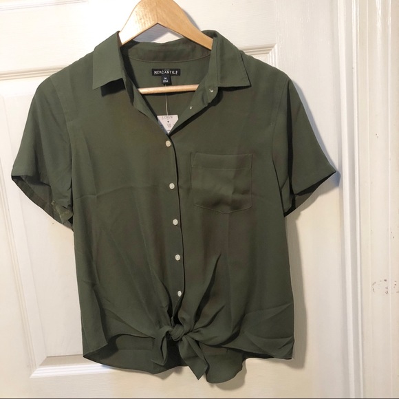 J. Crew Tops - NWT j. Crew Olive short sleeve tie front top